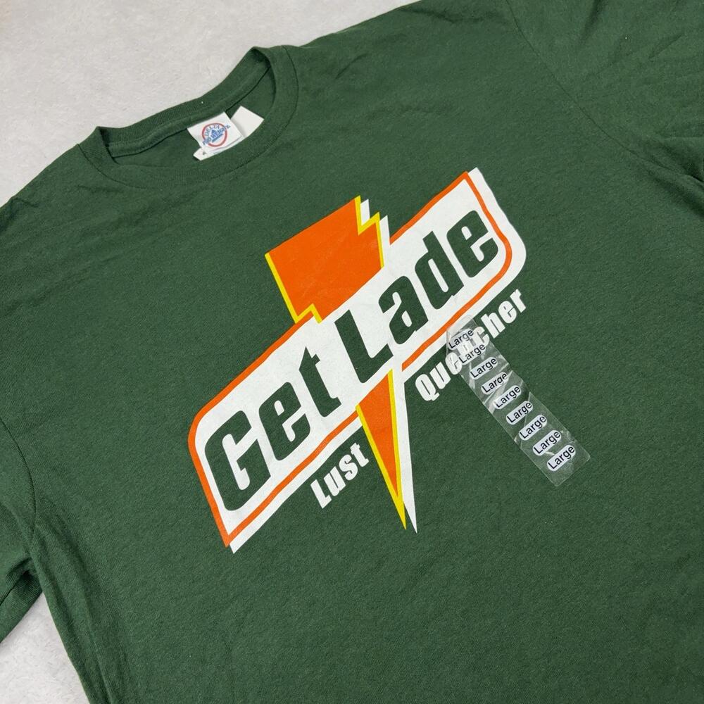 Delta Pro Weight T-Shirt Men L Green Get Lade Graphic Heavyweight Cotton